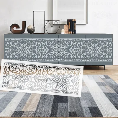 62cm - 124cm 그림 장식을위한 스텐실 벽 석고 장식 퍼티 Decors 템플릿 벽돌 대형 가구 패턴 S458