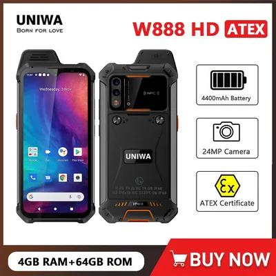 UNIWA W888 ATEX 방폭 IP68 무전기 6.3인치 HD 옥타코어 4GB 64GB 4400mAh 스마트폰 안드로이드 NFC ATEX 인증