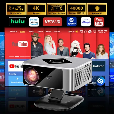 HORLAT 프로젝터 40000루멘 안드로이드 TV 풀HD 1080P 프로젝터 4K 지원 WiFi 6 홈 3D 시어터 빔프로젝터 야외 프로젝터 HDR10