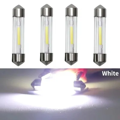 4개 LED 페스툰 31MM 36MM 39MM 41MM 전구 하우징 돔 램프 자동차 번호판등 C5W C10W LED COB 유리 도어 트렁크 6000K 12V