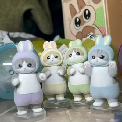 귀여운 모푸샌즈 꿀벌 모양 블라인드 박스 트위스트 에그 꿀벌 고양이 애니메이션 피규어 장식품 귀여운 모델 장식 장난감 생일 선물