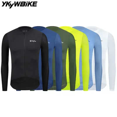YKYWBIKE 사이클링 저지 긴팔 통기성 땀 방지 남성용 자전거 저지 로드 바이크 셔츠 여름 사이클링 의류