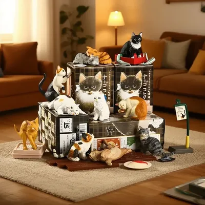 Kawaii Bandai Neargo Collection 4 - 귀여운 고양이 입상 미스터리 블라인드 박스 선물 장난감 모델 애니메이션 피규어 수집 장식품