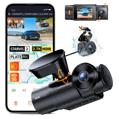 Vantrue N4S 3채널 WiFi 블랙박스 STARVIS 2 플레이트픽스 ™   2.7K IP67 방수 후면 카메라 HDR IR 야간 투시 GPS 포장 모드