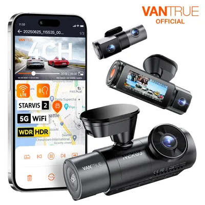 Vantrue N5S 블랙박스 4채널 WiFi 360도 STARVIS 2 IR 야간 투시 2.7K+1080P*2+1440P LTE 지원 24시간 주차 모드