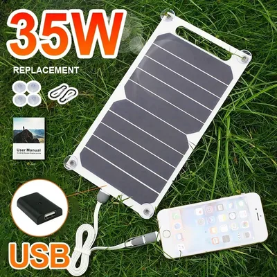 Sunpower 휴대용 5V 5W/35W 태양광 패널, USB 안전 안정화 충전기 포함, 휴대폰 보조배터리, 야외 캠핑, 가정용 RV, 선물용