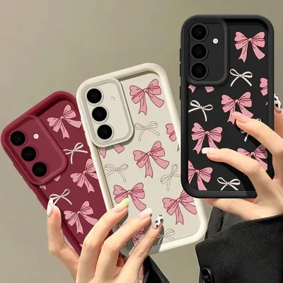 삼성 갤럭시 S26 S25 S24 울트라 S23 S22 플러스 S25 FE A57 A37 A17 A56 A27 A36 A26 A16 A55 A35 A15용 나비넥타이 실리콘 케이스 커버