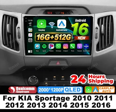 기아 스포티지 2010 2011 2012 2013 2014 2015 2016용 안드로이드 16 카 라디오 5G WIFI 퀄컴 내비게이션 DSP 스테레오 멀티미디어 GPS