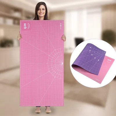 1pc 120*60cm 긴 커팅 매트, PVC 소재 탁상 보호 패드, 분홍색과 보라색 색상의 양면, DIY 자체 치유 패드