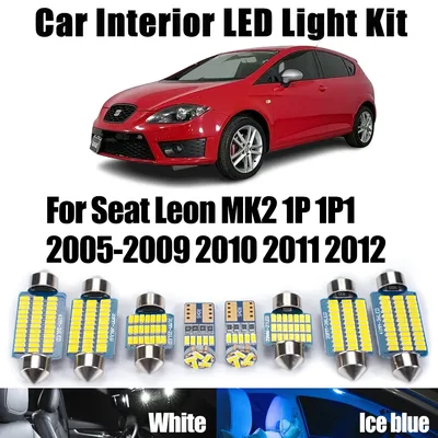 14개 Canbus LED 실내 천장 맵 돔 트렁크 라이트 키트 (시트 레온 MK2 1P 1P1 2005-2009 2010 2011 2012 자동차 액세서리)