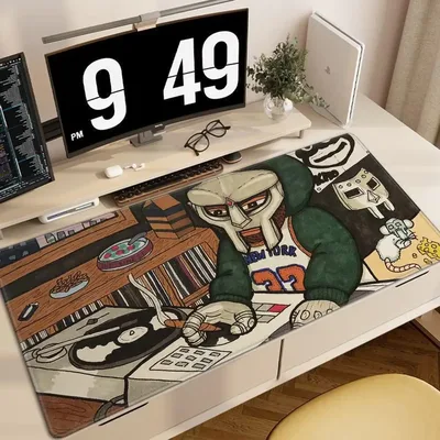 MF DOOM 랩퍼 마우스 패드 게임용 사무실 책상 패드 컴퓨터 용 대형 미끄럼 방지 잠금 장치 마우스 패드