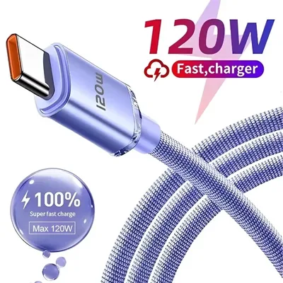 120W 6A 초고속 충전 USB 타입 C 케이블 폰 충전기 USB 데이터 코드 샤오미 17 프로 맥스 15 리얼미 화웨이 퀵 차지 와이어
