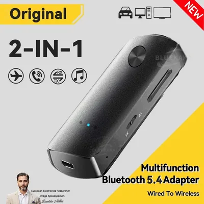 2in1 무선 블루투스 5.4 오디오 어댑터 Type-C 3.5mm AUX 수신기 송신기 HiFi 스테레오 음악 마이크 포함 차량 비행기 TV PC 스피커폰 태블릿 노트북