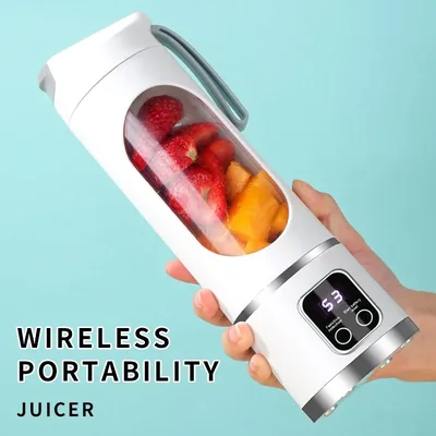 10개 칼날 휴대용 과일 착즙기 450ml 용량 3단계 USB 충전식 블렌더 아이스크러셔 쉐이크 및 스무디용 쥬서컵