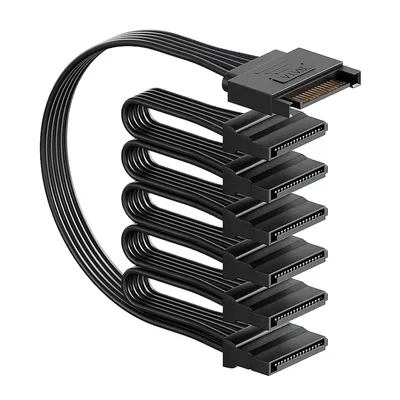 Sata 전원 분배기 케이블 6방향, 15핀 SATA - HDD, SSD, 광학 드라이브용 1 To5/6, sata 전원 커넥터 공급 확장 케이블