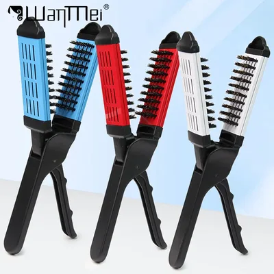 1pcs 전문 헤어 스트레이트 브러시 고품질 V 자형 양면 클램프 플랫 빗 정전기 방지 헤어 뷰티 스타일링 도구