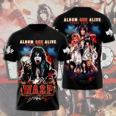 W.A.S.P 락 3D 프린팅 티셔츠 남녀 힙합 트렌드 반팔 티셔츠 Y2k 탑 오버사이즈 스트릿웨어 남성 의류