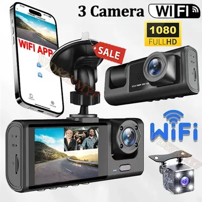 1080P 차량용 DVR WiFi 앱 3/2렌즈 블랙박스, 차량용 카메라, 차량 레코더 비디오 전후방 카메라, 야간 투시 기능 탑재