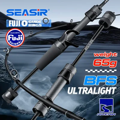 Seasir Riveria BFS 초경량 스피닝 베이트캐스팅 낚싯대, FUJI O 세라믹 가이드 링, 30T + 40T 탄소 직물, 1.5M-1.98M UL