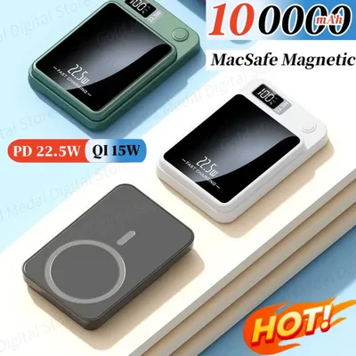 100000 mAh 22.5W 무선 자기 보조베터리 화웨이 삼성 아이폰에 대한 빠른 충전 휴대용 외부 배터리 보조베터리 어댑터