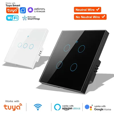 1 2 3 4 갱 WiFi RF 433mhz 터치 벽 조명 스마트 무선 스위치 버튼 220V 중성선 없음 EU Tuya Alexa Google 지원