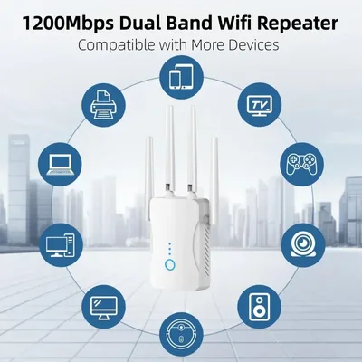 1200Mbps 듀얼 밴드 WiFi 리피터 무선 2.4G 5GHz WiFi 확장기 802.11ac 기가비트 증폭기 라우터 장거리 신호 증폭기
