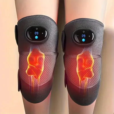 1개/2개입 온열 무릎 마사지기, 3-in-1 온열 무릎, 팔꿈치, 어깨 지지대, 진동 무릎 온열 패드, 3가지 조절 가능한 진동 및 온열 모드, 무릎, 팔꿈치, 어깨, 다리 이완용 온열 패드(이중 용도 장치)