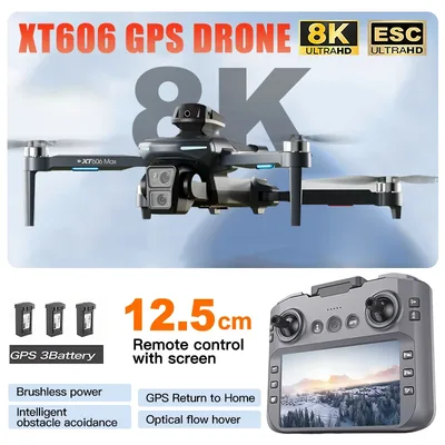 XT606 MAX 3 배터리 드론 4k 8K HD 전문가용 카메라 FPV 위시 스크린 드론 360 °   장애물 회피 쿼드콥터 장난감 드론 선물