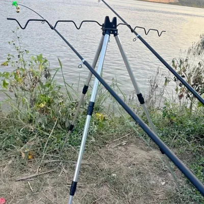 1개 낚시대 거치대 알루미늄 합금 지면 삽입 삼각형 브래킷 장거리 텔레스코픽 낚시 도구