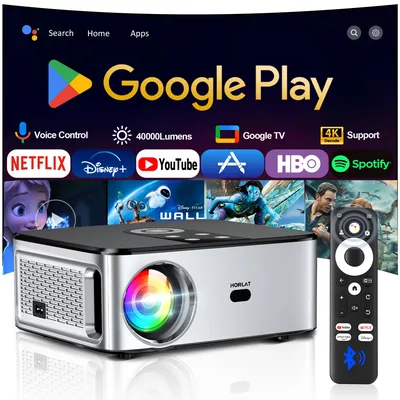 HORLAT 공식 구글 TV 프로젝터 2000ANSI 블루투스 음성 제어 자동 초점 WiFi 6 4K HD 빔프로젝터 홈시어터 영화 프로젝터