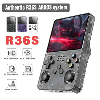 ARKOS R36S 레트로 휴대용 게임 콘솔 리눅스 시스템 3.5인치 IPS 스크린 비디오 플레이어 64GB/128GB 휴대용 게임 콘솔