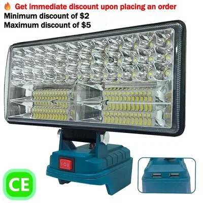 LED 작업 조명 3/4/8인치 마키타 14.4V 18V 리튬 이온 배터리 램프 USB 야외 손전등 랜턴 캠핑 비상등