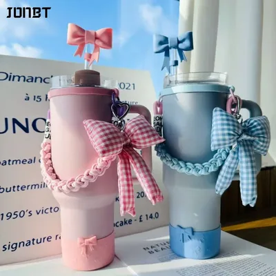 스탠리 텀블러 스트랩 홀더 귀여운 리본 손잡이 랜야드 컵 슬리브 6-10cm 컵 입구에 적합 스탠리 보온병 액세서리
