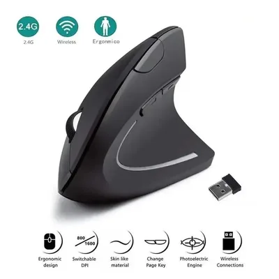 수직 마우스 인체 공학적 마우스 USB 2.4GHz 무선 마우스 듀얼 모드 블루투스 마우스 1600 DPI PC 노트북 데스크탑 용 무음 마우스