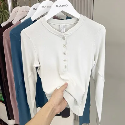 여성용 스포츠 탑, 필라테스 요가 긴팔 런닝 트레이닝 피트니스 티셔츠, 타이트핏 및 슬리밍