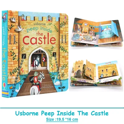 Usborne Peep Inside The Castle 몬테소리 어린이를 위한 교육용 영어 도서 아기 3D 플랩 취침 시간 독서 그림책