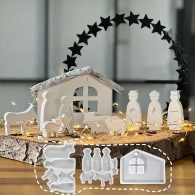 [3개 레진 주조 몰드] 3개/세트 레진 주조 몰드 |   추상적인 캐릭터 기도 장식품 에폭시 몰드 DIY 가족 전시용