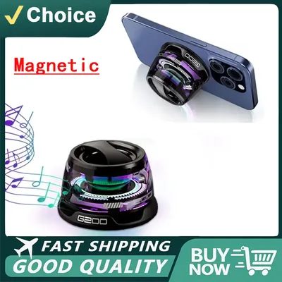 휴대용 블루투스 스피커 G200 RGB 조명 마그네틱 스피커 BT5.3 미니 사운드 박스 7시간 재생 전화 거치대 휴일 선물