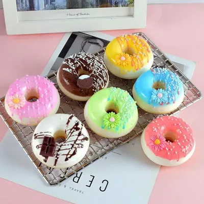 인공 음식 7PCS 가짜 도넛 케이크 빵 모형 시뮬레이션 디저트 테이블 홈 데코 장식 웨딩 파티 장식품