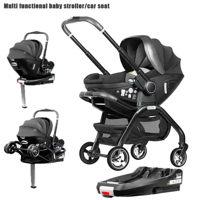 4in1 아기 유모차, 유아용 카시트 고급 신생아 휴대용 경량 유모차 (ISOFIX 베이스 포함)