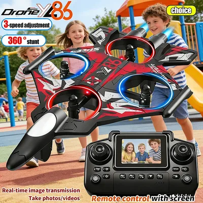 2026 신형 YL86 RC 폼 비행기 2.4G WIFI RC 전투기 스턴트 텀블링 헬리콥터 LED 컬러 조명 비행기 남자아이 장난감 선물