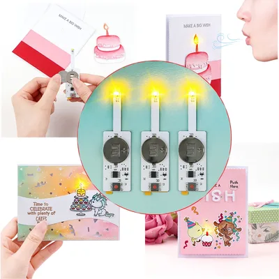 라이트 업 생일 카드, 크리 에이 티브 쉬운 헤일로 조명 및 DIY 라이트 업 카드 용 쉬운 조명 3-12pcs 블로우 아웃 LED 촛불 빛