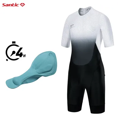 산티크 남성용 트라이애슬론 사이클링 슈트 반팔 스폰지 패드 러닝 수영 사이클링용 빠른 건조 기능 TM24C03027H
