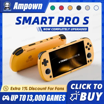 TRIMUI SMART PRO S 휴대용 게임 콘솔 4.96'' IPS 스크린 올위너 A523 프로세서 홀 조이스틱 RGB 조명 TG5050 게임 플레이어