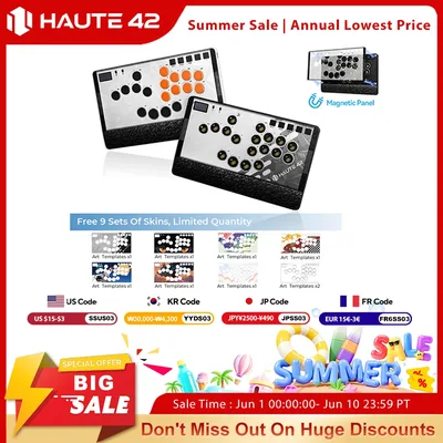 Haute42 마그네틱 C-AT 레버리스 파이트스틱 히트박스 컨트롤러 PC/PS4/PS5용 스틱리스 아케이드 스틱 레버리스 컨트롤러 히트박스