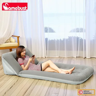 CAMEBUST 실내용 에어 매트리스 접이식 에어 매트 인플레이터블 침대 조절 가능한 소파 침대 가정 및 야외용 브라운/그레이