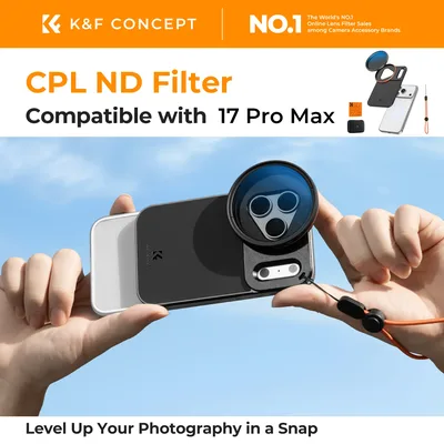 K&F CONCEPT 58mm 가변 ND2-32 필터 또는 CPL 편광 필터 아이폰 17 프로 맥스용 마그네틱 렌즈 필터 어댑터 매그세이프 포함