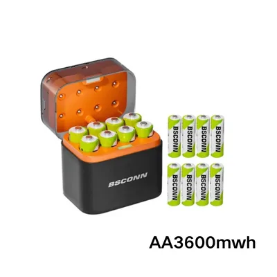 건전지 충전기 케이스 + 3600mWh AA 충전지 8P장난감 게임 콘솔 충전식 리튬이온 배터리 세트