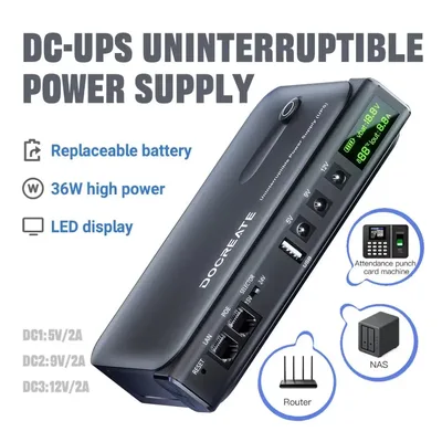 DC UPS 무정전 전원 공급 시스템 5V-24V 출력 라우터 NAS 모뎀 및 보안 모니터용 4x18650 교체 가능 배터리
