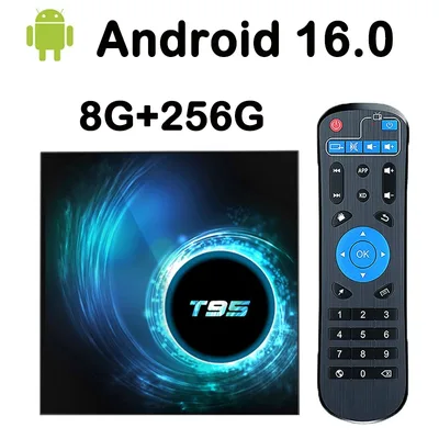 T95 안드로이드16.0 스마트 TV 박스 2.4G&5G WIFI 8K HDR 올위너 H616 쿼드 코어 글로벌 미디어 플레이어 IPTV 셋톱박스 유튜브 넷플릭스